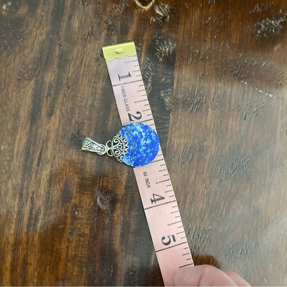 Gemstone Lapis Lazuli Blue Pendant Sterling Silver with Necklace Clip Large 2” - Picture 5 of 7